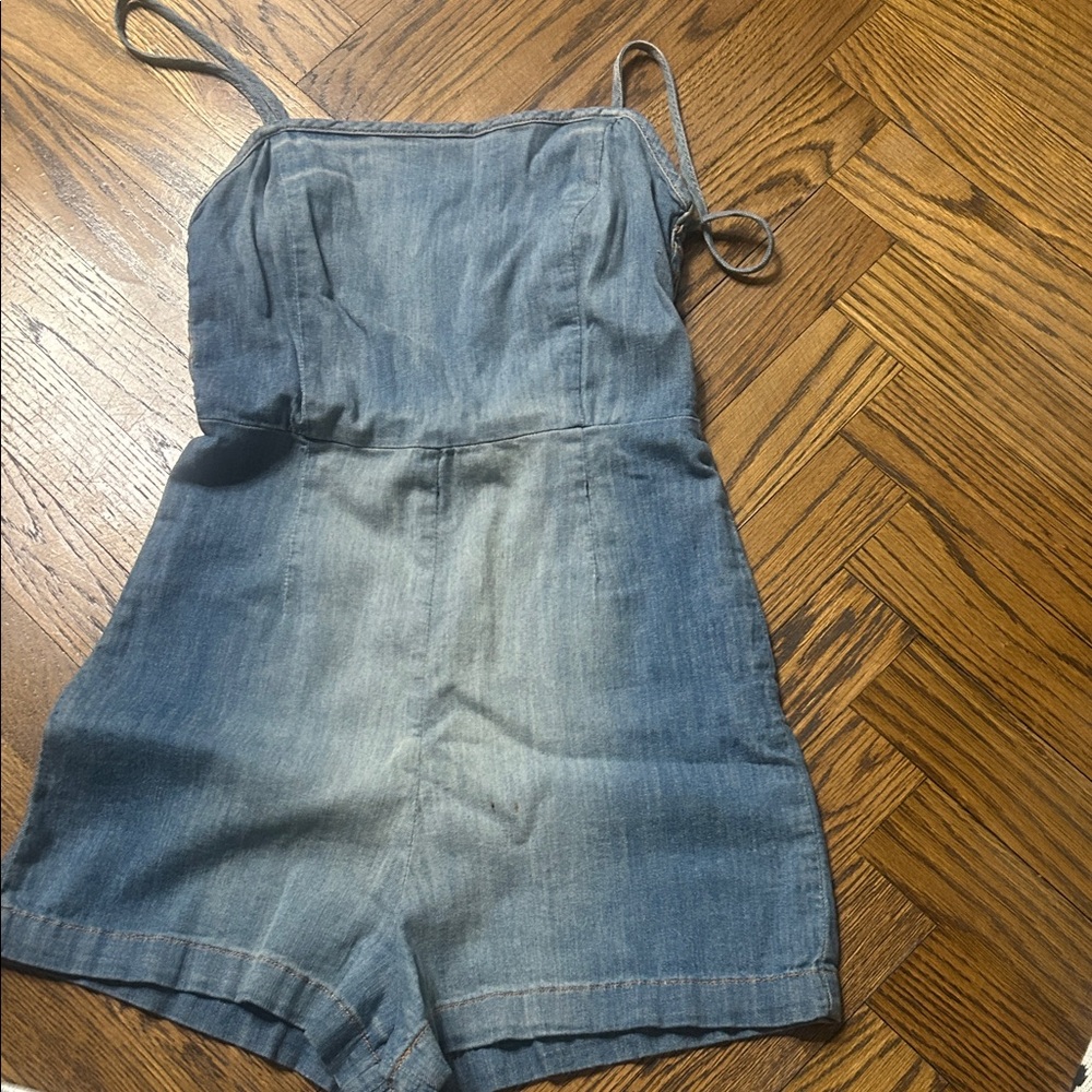 Current/Elliott Light Blue Denim Playsuit